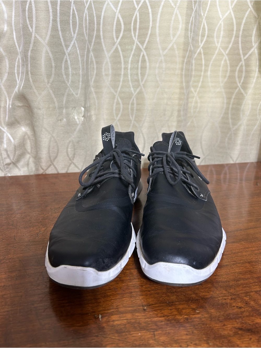Puma Ignite Black Leather Lace-Up Athletic Golf shoes with White Soles
